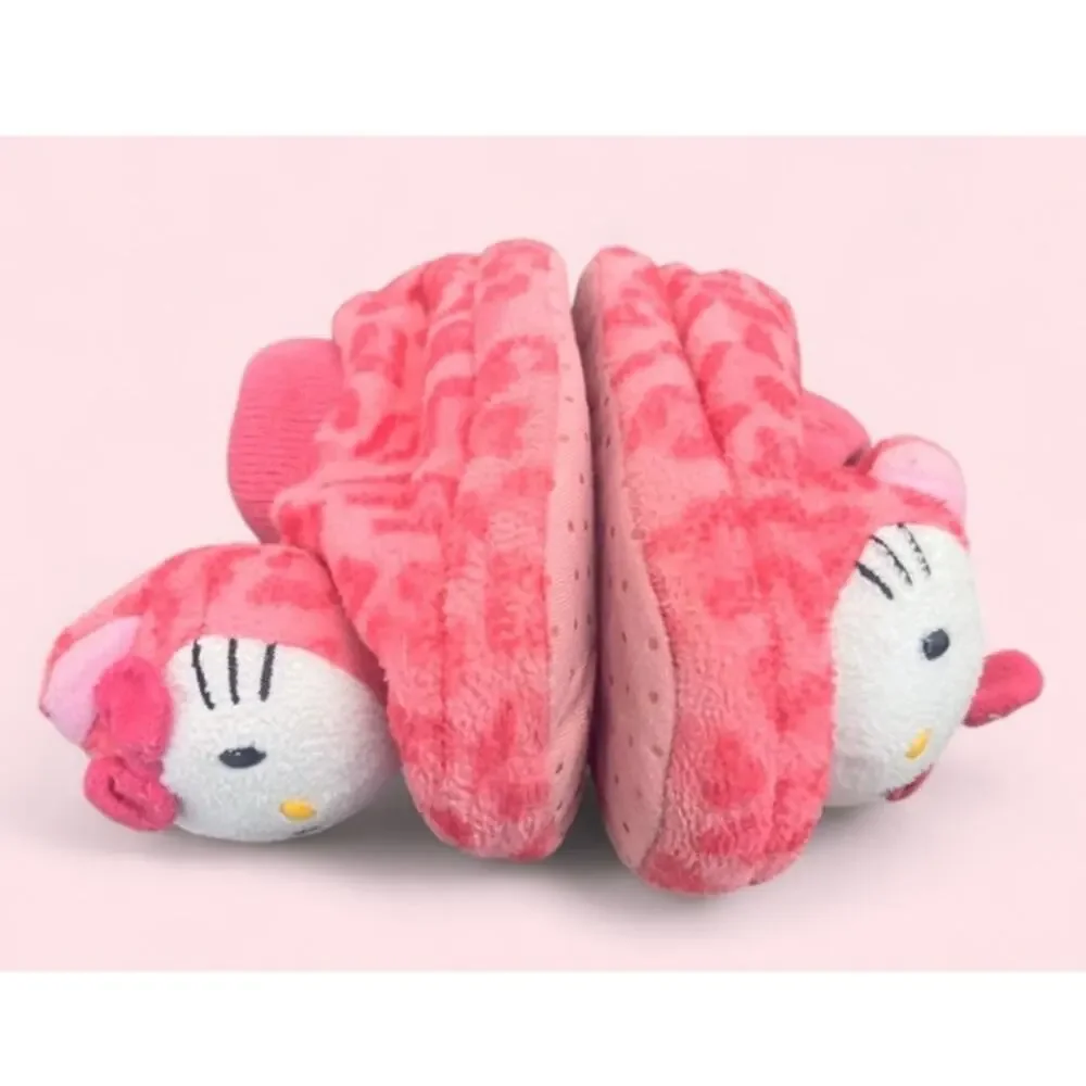 Vintage Sanrio Hello Kitty Pink Leopard Plush Infant Slippers / Booties
